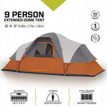 9 Person Extended Dome Tent, With Rain Fly & Carry Bag