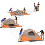 Camping Tent, 6-Person Instant Dome Tent, Orange And Gray, 10 X 9 Ft