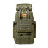 Outdoor 80L Backpack Tactical Military Camping Backpack Canvas Climbing Bag, Rope Sling, Large Laptop Rucksack