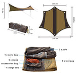 Desert Fox Large Tent Tarp Outdoor Sun Shelter Attached Pole 5.5x5.6m  5-8 Person Waterproof Sun Shade