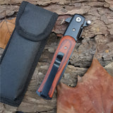 Tactical Camping Hunting Pocket Folding Knife  With Wood Handle