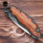 230mm 5CR15MOV Blade Quick Open Knives Portable Tactical Folding Knife Color Wood Handle Camping Survival Pocket Knives Outdoor