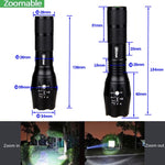 A100 Tactical Q5 T6 Led Hunting Flashlight Zoomable 350 yard USB Charger