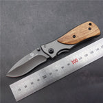 Pocket Knife Folding Knife Steel Blade  Wood + Steel Handle