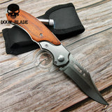 200mm 5CR15MOV Blade Quick Open Knives Folding Knife Survival Tactical Knife Combat Camping Hiking Hunting Pocket with Led Light