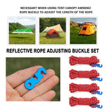 4PCS 4M Tent Rope Reflective Buckles Parachute Cord with Storage Bag Lanyard