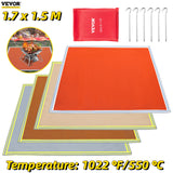 VEVOR 1.7*1.5M Fire Pit Mat Fireproof Camping Stove/Grill Blanket Emergency Fiberglass Retardant