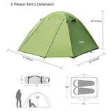 Desert Fox 2 Person Waterproof Tent ; 3 Season Backpacking Double Layer Outdoor Tent