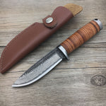 58RHC  High-carbon steel Straight Knife Forged Damascus steel  Hunting/Tactical Knives with scabbard