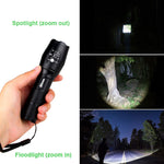 A100 Tactical Q5 T6 Led Hunting Flashlight Zoomable 350 yard USB Charger