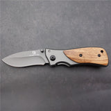 Pocket Knife Folding Knife Steel Blade  Wood + Steel Handle