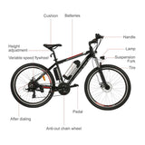 500W/12A variable speed Mountain Bike 25 inch Wheel Aluminum Alloy Frame