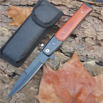 Tactical Camping Hunting Pocket Folding Knife  With Wood Handle