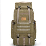 Outdoor 80L Backpack Tactical Military Camping Backpack Canvas Climbing Bag, Rope Sling, Large Laptop Rucksack