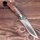 230mm 5CR15MOV Blade Quick Open Knives Portable Tactical Folding Knife Color Wood Handle Camping Survival Pocket Knives Outdoor