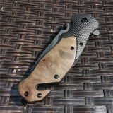 58HRC Pocket 8cr15mov Blade Wood Handle Folding Knife Hunting Tactical Outdoor Tool Knives for Outdoor Survival, Camping and EDC