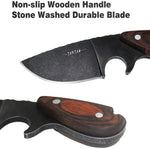 Fixed Blade Knife Full Tang Hunting Knife with Sheath with Red Wood Handle