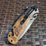 58HRC Pocket 8cr15mov Blade Wood Handle Folding Knife Hunting Tactical Outdoor Tool Knives for Outdoor Survival, Camping and EDC