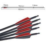 6/12/24PCS 31.5inch Red Mixed Carbon Arrow Diameter 7.8mm Spine 500