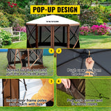 VEVOR Pop-up Camping Gazebo Shelter 6 Sided; Sun Shade Tents