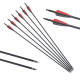 6/12/24PCS 31.5inch Red Mixed Carbon Arrow Diameter 7.8mm Spine 500