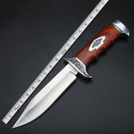 Redwood handle Outdoor fixed blade knife; High hardness camping/hunting knife