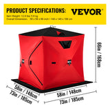 VEVOR Ice Fishing Tent Warm Awning Pop-Up 2-Person Oxford Fabric Waterproof Windproof Canopy