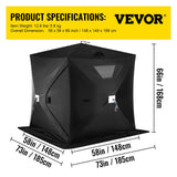 VEVOR Ice Fishing Tent Warm Awning Pop-Up 2-Person Oxford Fabric Waterproof Windproof Canopy