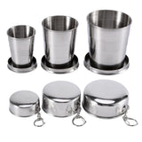 75/150/250ml Stainless Steel Folding Cup With Keychain Retractable Mug