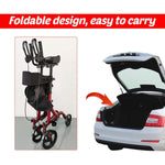 4 Wheel Seat Rolling Walker Chair Foldable Adjustable Aluminium