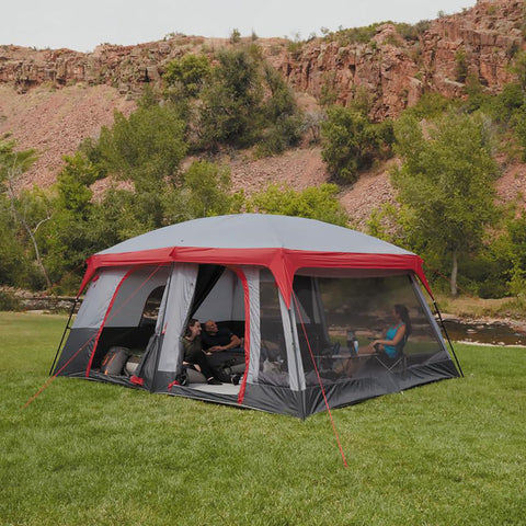 12-Person Cabin Tent, With Convertible Screen Room, Outdoor Large Family Camping Tents