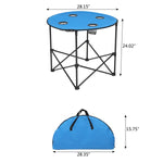 Portable Oxford Cloth Folding Steel Table  Blue