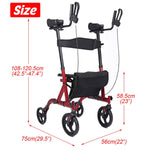 4 Wheel Seat Rolling Walker Chair Foldable Adjustable Aluminium