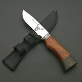 440C Steel Hunting Fixed Blade Knives Wild Deer Wenge Wood Handle Outdoor Survival Knife with Sheath