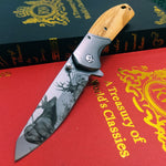 220mm (8.6") Knife Tactical Damascus steel 58HRC Steel 7Cr15 Blade Folding Pocket