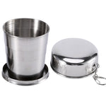 75/150/250ml Stainless Steel Folding Cup With Keychain Retractable Mug