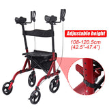 4 Wheel Seat Rolling Walker Chair Foldable Adjustable Aluminium