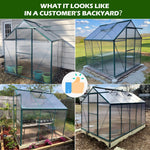 Polycarbonate Walk-in Garden Greenhouse  Aluminum Frame with 2Windows and Sliding Door