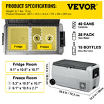 VEVOR 36L 50L 60LCar Refrigerator Portable Fridge Freezer W/ Wheel Dual Zone