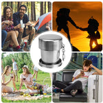 75/150/250ml Stainless Steel Folding Cup With Keychain Retractable Mug