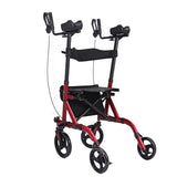 4 Wheel Seat Rolling Walker Chair Foldable Adjustable Aluminium