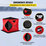 VEVOR Ice Fishing Tent Warm Awning Pop-Up 2-Person Oxford Fabric Waterproof Windproof Canopy