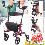 4 Wheel Seat Rolling Walker Chair Foldable Adjustable Aluminium