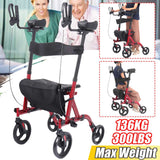 4 Wheel Seat Rolling Walker Chair Foldable Adjustable Aluminium