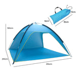 Big Beach Camping Tent Ventilated Silver-Coated Rainproof Anti-UV Sunshade with Storage Bag