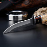 High Hardness 56HRC Field Survival Multi-function Hunting Knife Wooden Handle Small Straight Knife