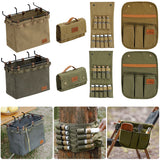 Camping Table Side Storage Bag, Multifunctional Folding Canvas Bag with Hook