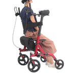 4 Wheel Seat Rolling Walker Chair Foldable Adjustable Aluminium