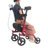 4 Wheel Seat Rolling Walker Chair Foldable Adjustable Aluminium