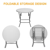 White Round Folding Table  Durable Utility Table